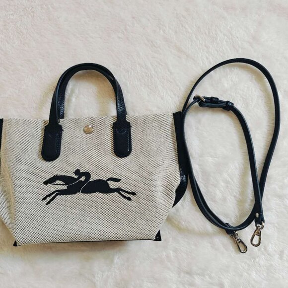 New LongChamp Essential XS Handbag Ecru Canvas Authentic - Picture 8 of 13